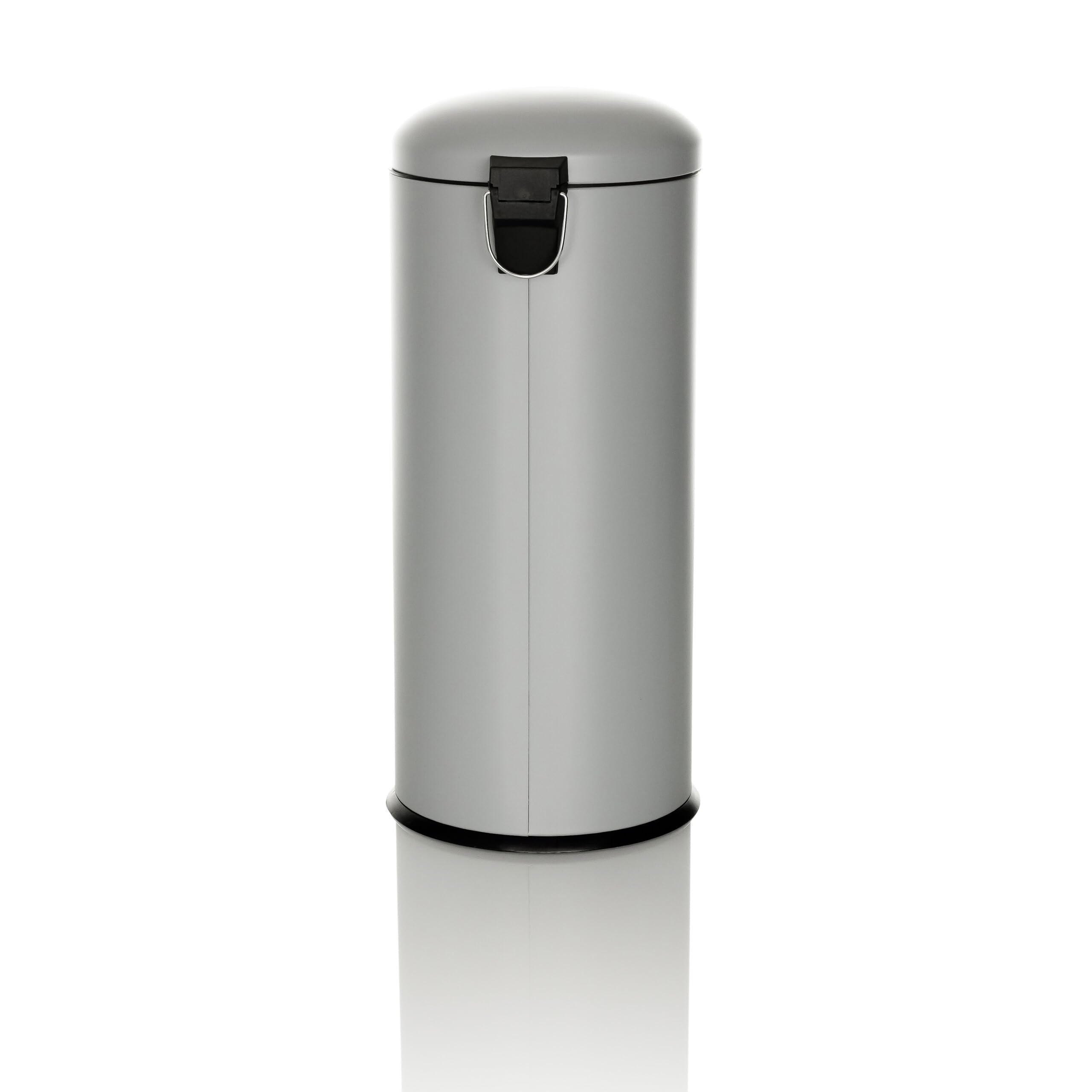 hjh OFFICE Mülleimer 30 Liter CLEAN VIII Metall Abfalleimer luftdicht schließend, hygienischer Treteimer 30L Grau, 741101