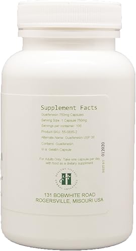 Miniatura 2 de Cápsulas vegetales de guaifenesina 750 mg (100 cápsulas) - Guaifenesina pura sin rellenos sin aglutinantes