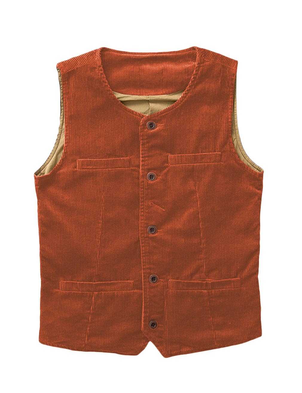 vqishne Boy's Corduroy Vest Spring Autumn Casual Formal Kids Waistcoats Graduation Homecoming