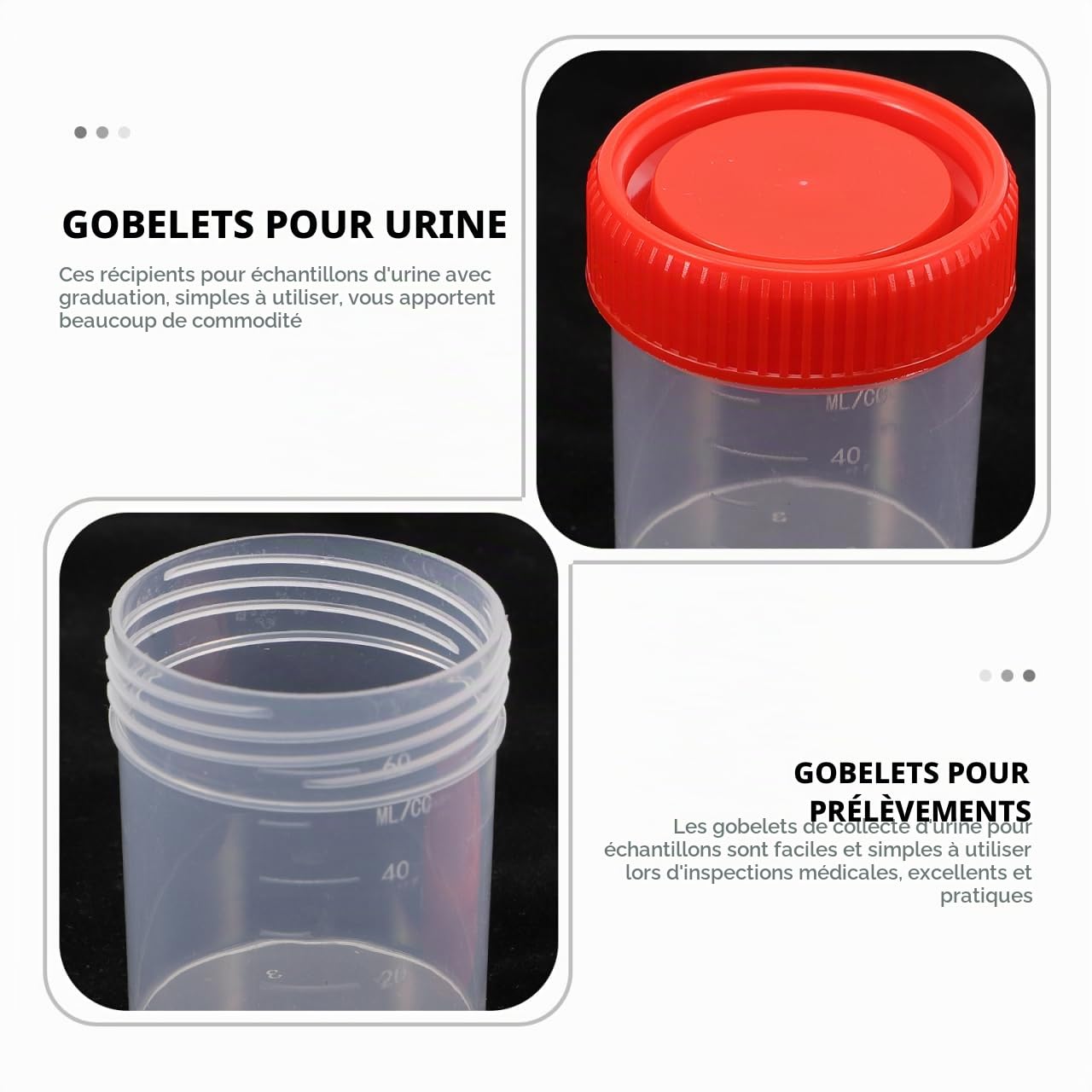 Tasses D'Urine Pour Tester Avec Bouchons À Vis Conteneurs D'Échantillons Avec Échelle Anti-Fuite 5.50 X 13.80 X 4.60 Cm Lot De 30 Pour Tests Médicaux