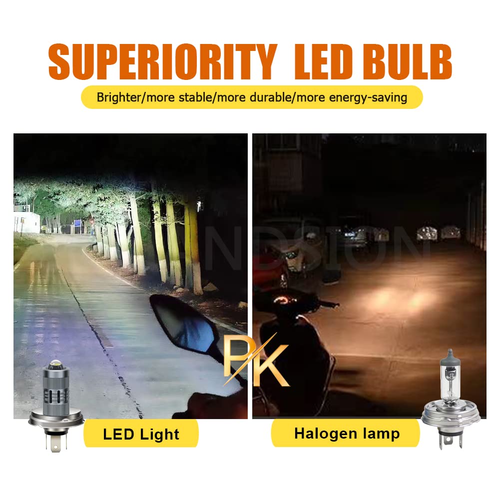 Ruiandsion 2pcs P45T Ampoule LED Blanc 12-36V / DC 12-80V Ampoule LED Super Lumineux 3000LM avec Lentille Projecteur pour Phare Moto, Non-polarité