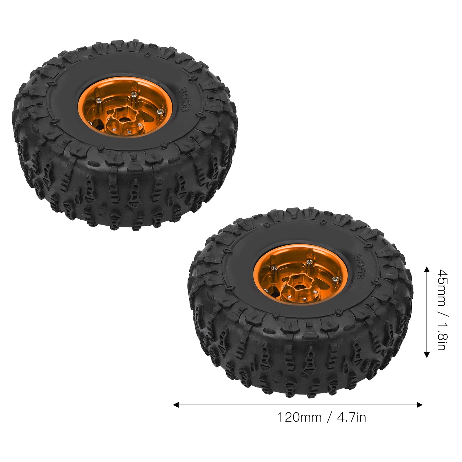 Set di 2 cerchi da 1,9 pollici e pneumatici, ruote per crawler RC con pneumatici in gomma e cerchi in lega di alluminio, pneumatici antiscivolo per fuoristrada per Axial SCX10, (Oro Nero)