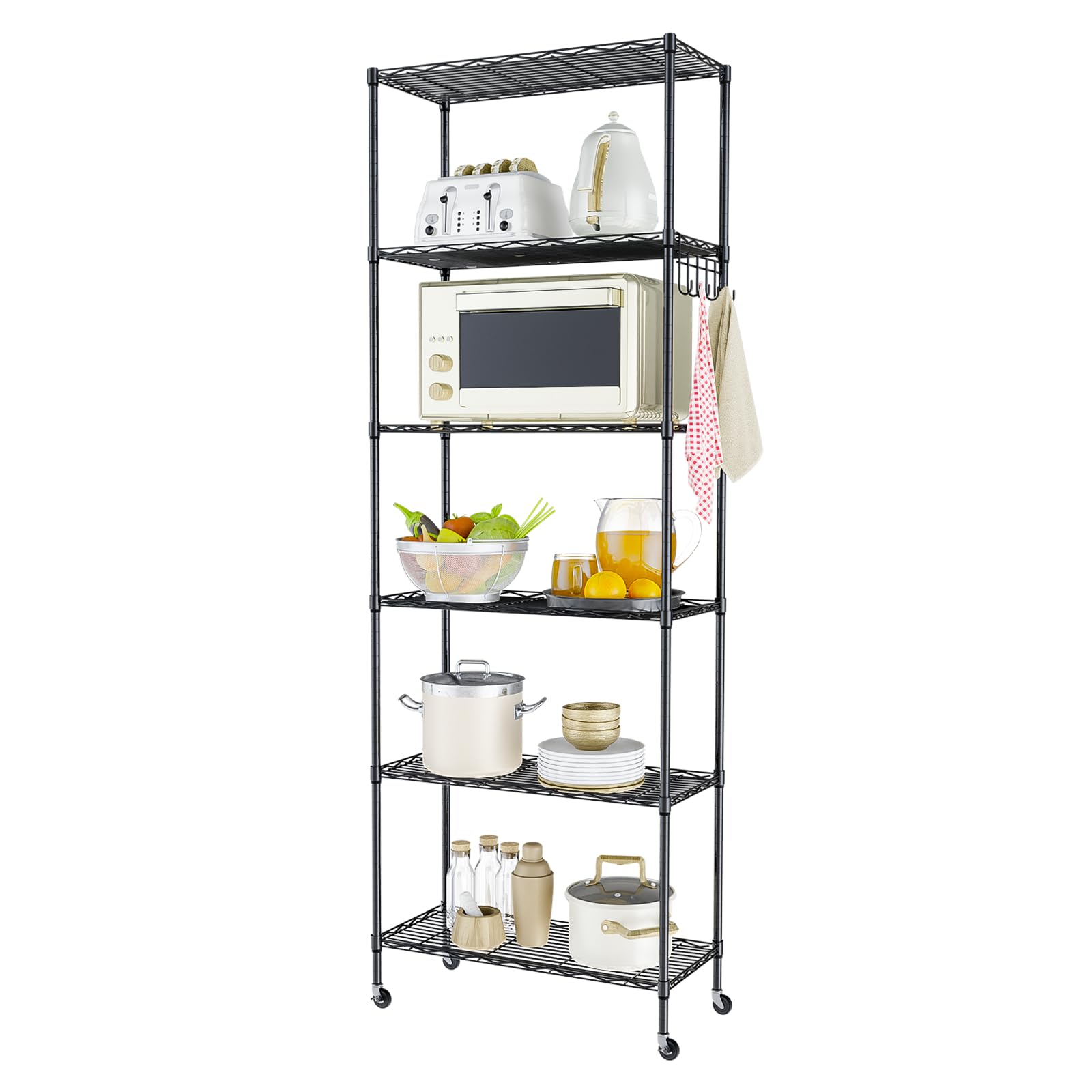 Amazon.com: Homdox 6-Tier Wire Storage Rack with Wheels, Skinny Shelf ...