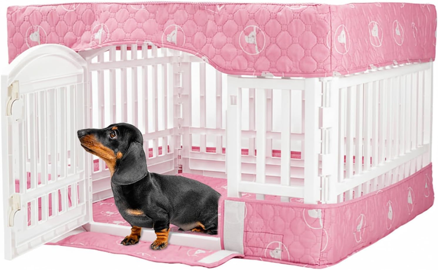 PJYuCien Dog Playpen Bottom Pad and Cover Fits for 36 Inch 4 Panels Exercise Pet Pen, Pink