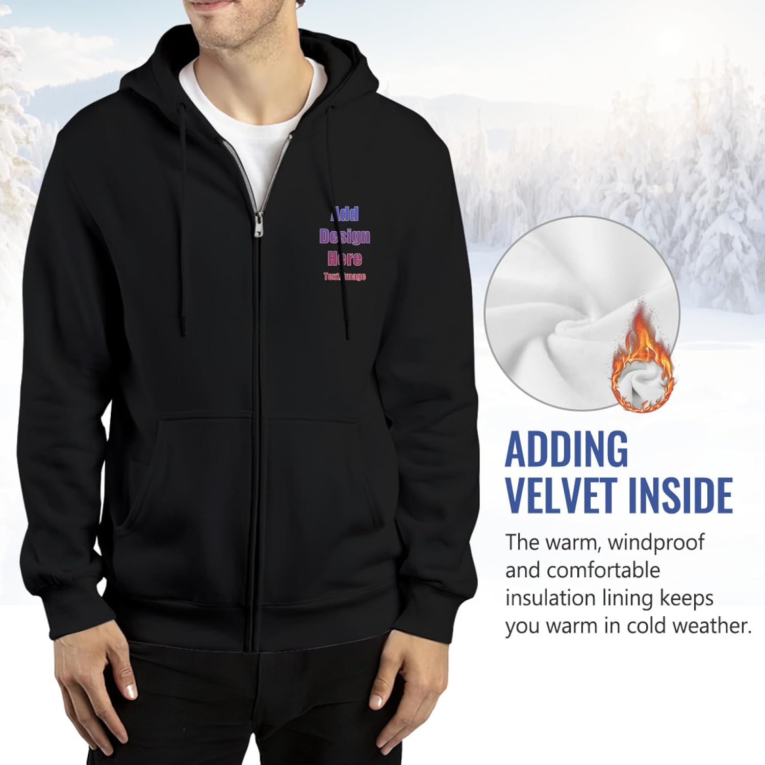 Custom Hoodies Design Your Own, Personalized Sweatshirts Customized Full Zip Up Hoodie For Men Women… - Image 5