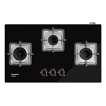 Crompton Super Slim HB 76 cm Tablet HOB with Toughened Glass (3 Burner, Midnight Black)