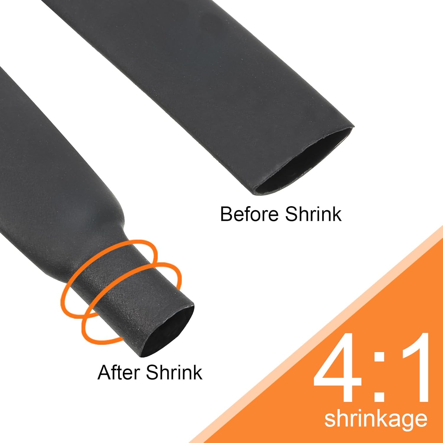 MECCANIXITY 直径20mm 50フィート 熱収縮チューブ 4:1 二重壁 接着剤 裏地 海洋 防水 収縮チューブ ブラック