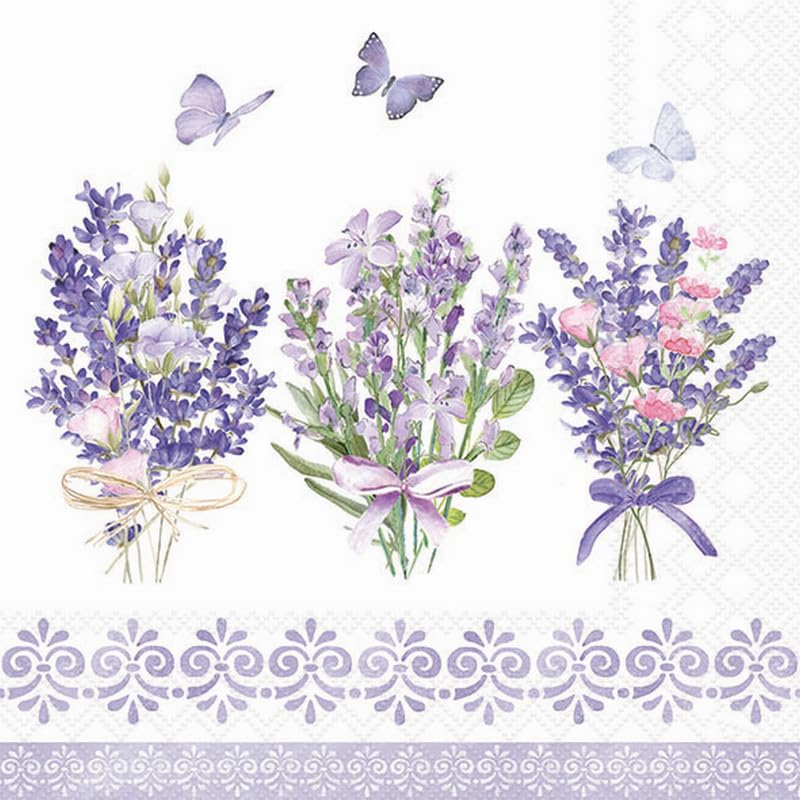 Tovagliolo 33x33 Carta Decorato Lovely Lavender White