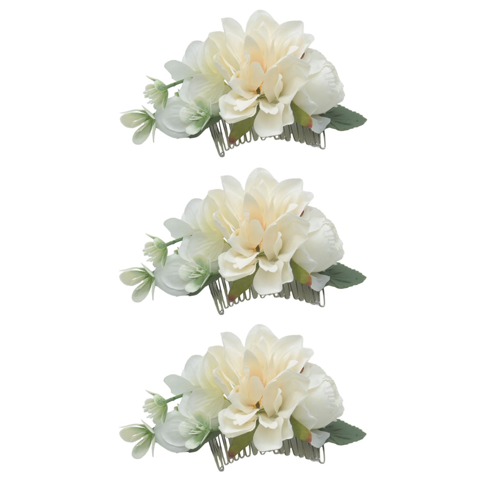 Elnwnnkc Women's White Wedding Flower Hair Comb Hairpin Headdress Hair Combs Accessories For Girls Floral Hairpins Flower Hairpin