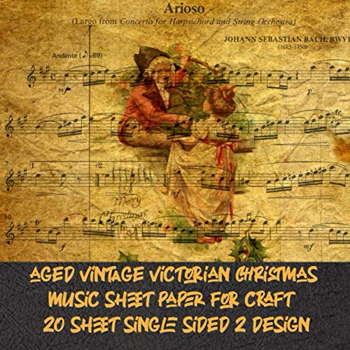 aged vintage victorian christmas music sheet paper for craft 20 sheet single sided 2 design: antique decorative pattern for Papercrafts & ... for decoupage & invitation collage art image 2