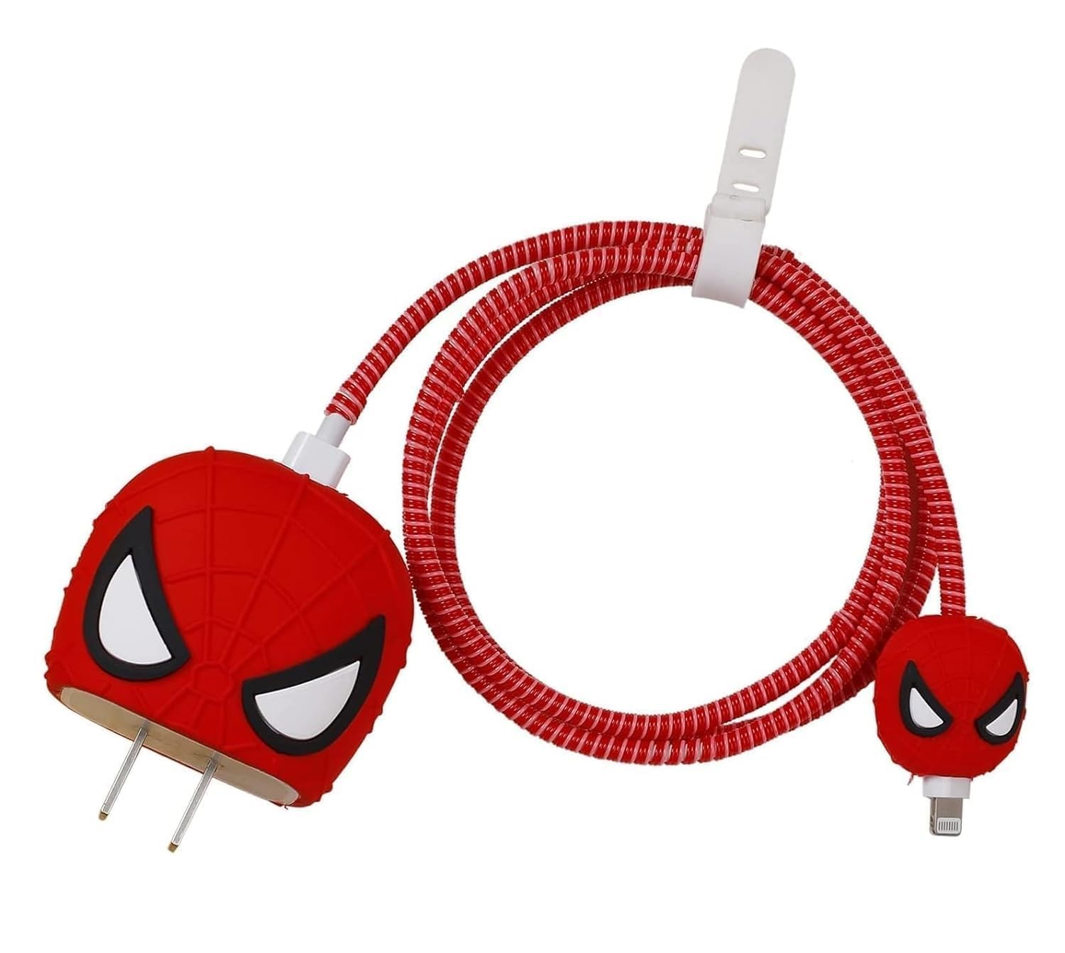 Like Star Protective Case Cover 4in1 Compatible with Apple 20W/18W iPhone USB-C Power Adapter Charger Protection Case & Wire Saver, 3D Cartoon Character Case 360 Degree Protection Cover(Spider Man)-image-46