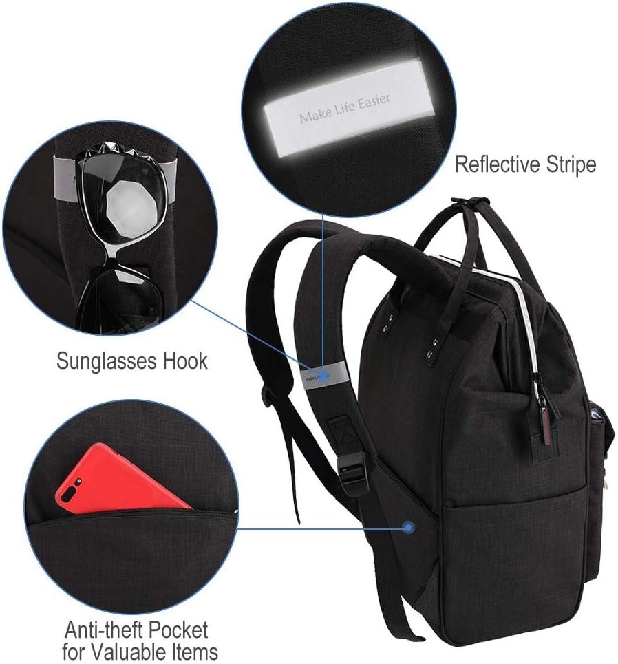 Lekesky Laptop Backpack 15.6 Inch Stylish Computer Backpack Work Travel Backpack for Women and Men, Black