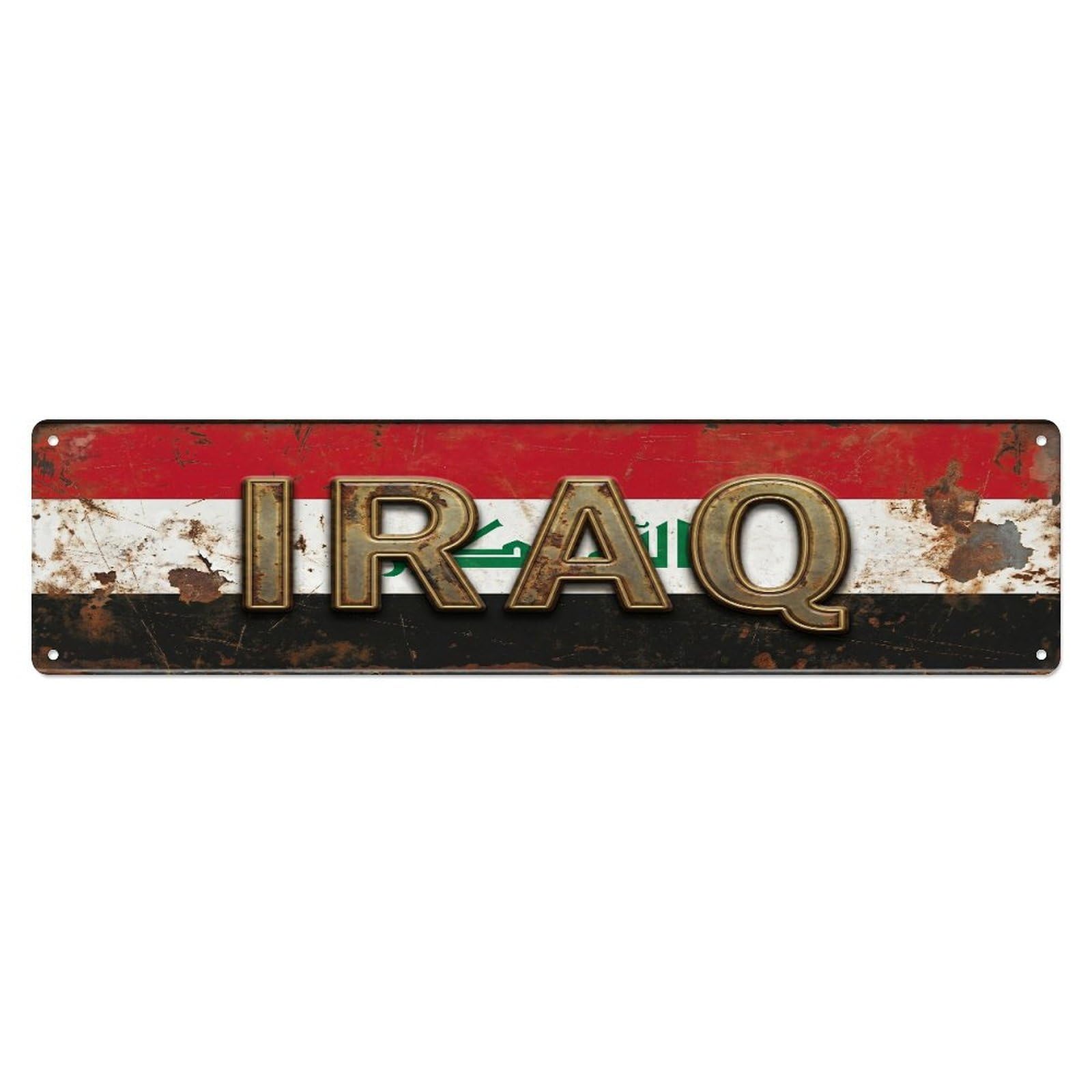 Xanthor Style Metal Tin Sign Vintage Iraq Flag Pattern