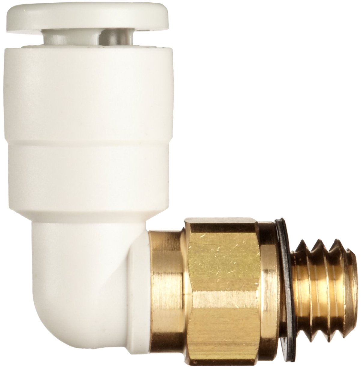 SMC KQ2L04-M6A PBT & Brass Push-to-Connect Tube Fitting, 90 Degree Elbow, 4 mm Tube OD x M6x1.0 Male