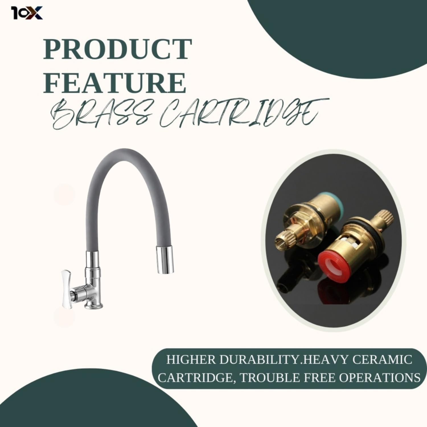 10X Chrome Swan Neck Bathroom Tap - Grey -4