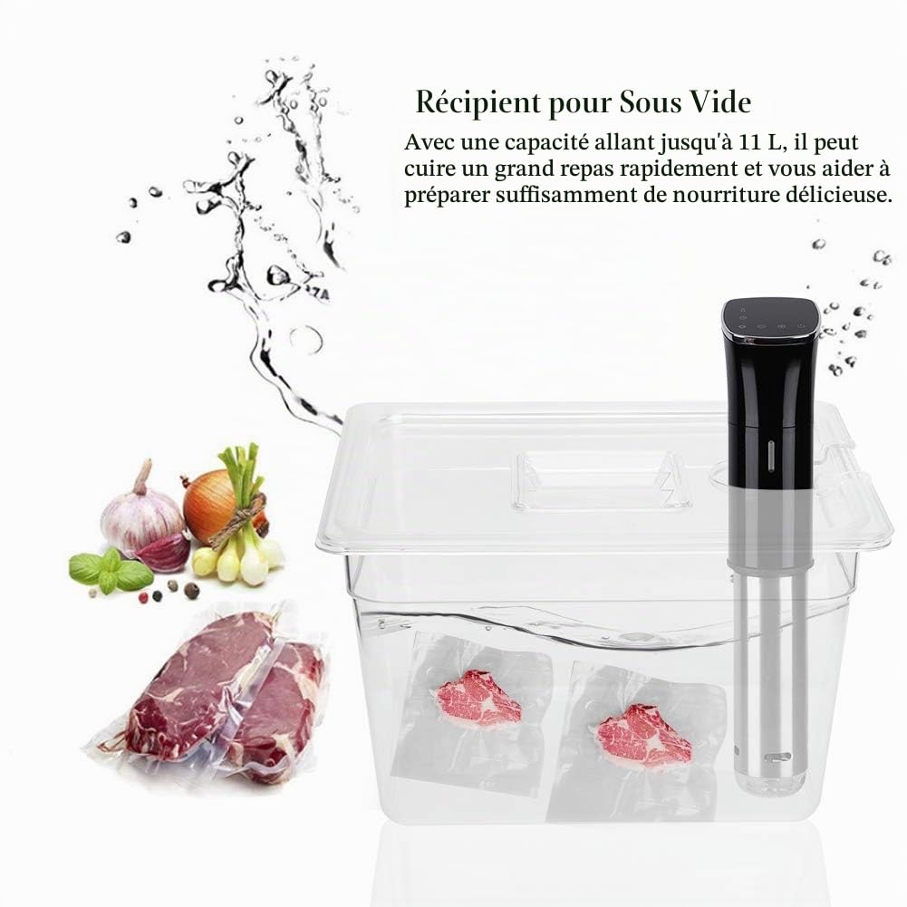 Conteneur sous Vide, 11L récipient sous Vide à charnière Pliable de 11 L avec Couvercle pour cuiseur de précision culinaire à circulateur sous Vide