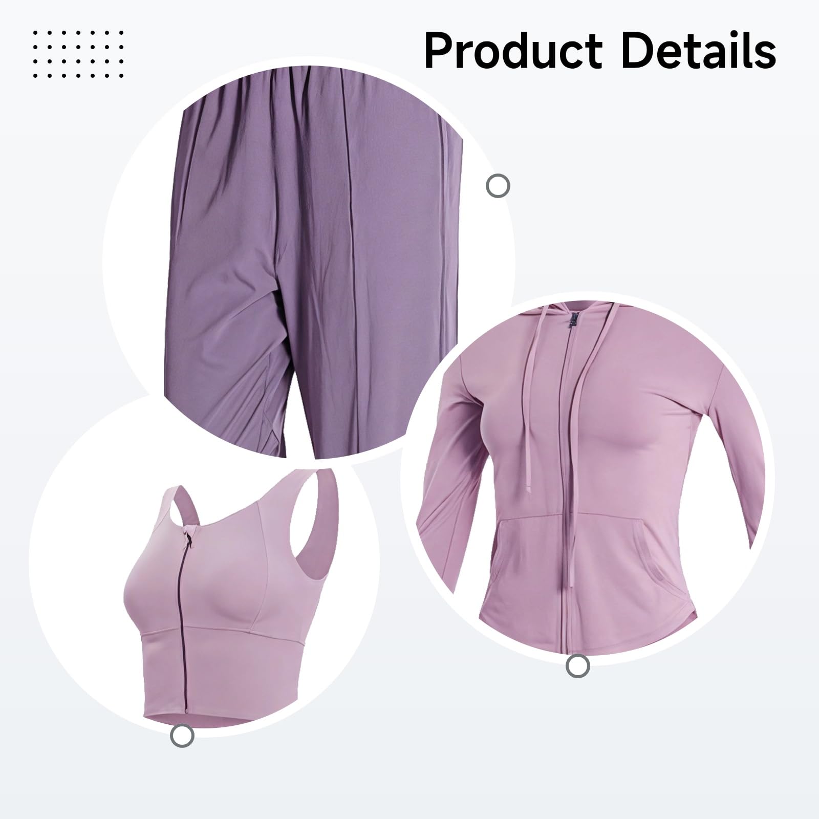 Conjunto de entrenamiento genérico de tres piezas para mujer, incluye brasier deportivo y chaqueta, conjuntos de yoga de 3 piezas para mujer, tela transpirable, gama de tallas XXL