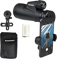 Celestron Monóculo Outland X 10 x 50 – Inclui adaptador para smartphone – Lente objetiva grande de 50 mm – Ótica multirevestida – Prisma BaK-4 – À prova d'água e à prova de neblina – tripé adaptável