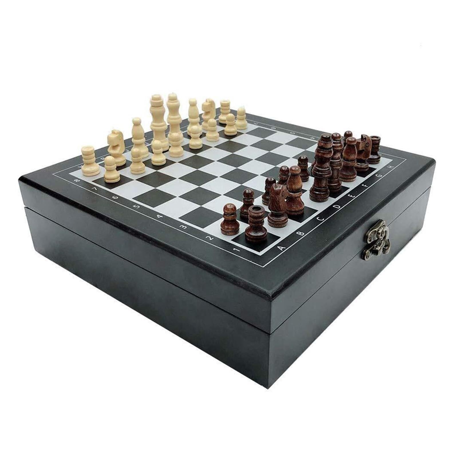 4-in-1-Schachbrett-Aufbewahrungsfächer aus Holz Schach