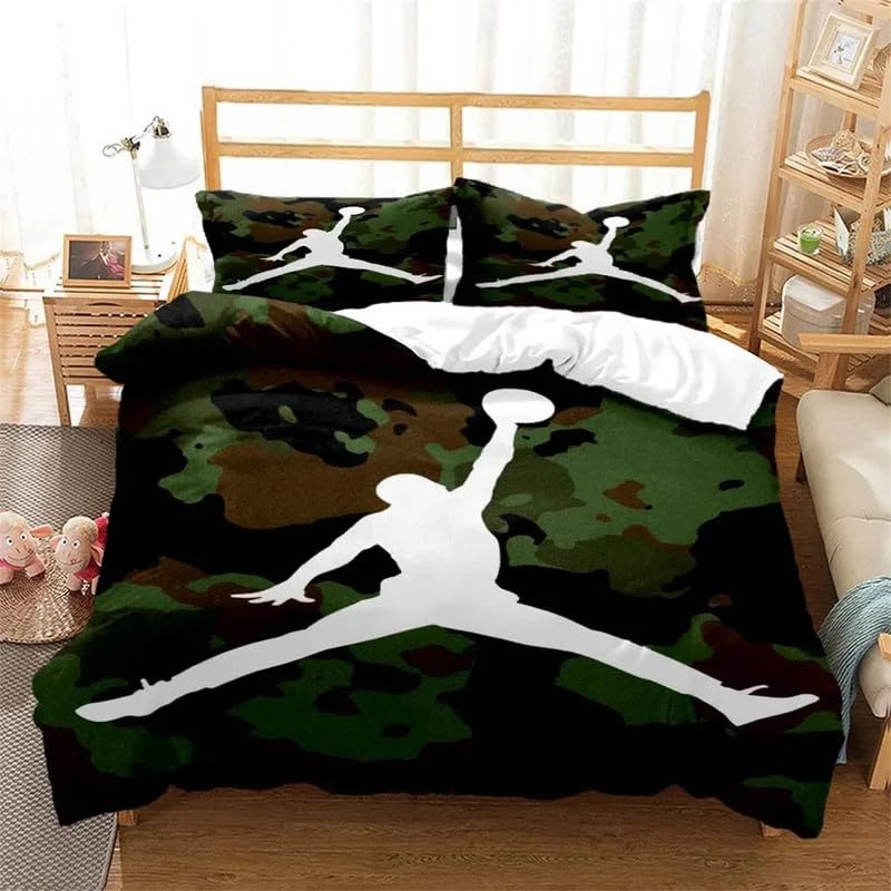 Housse de couette basket-ball vert 220x240 en microfibre douce 110g/㎡