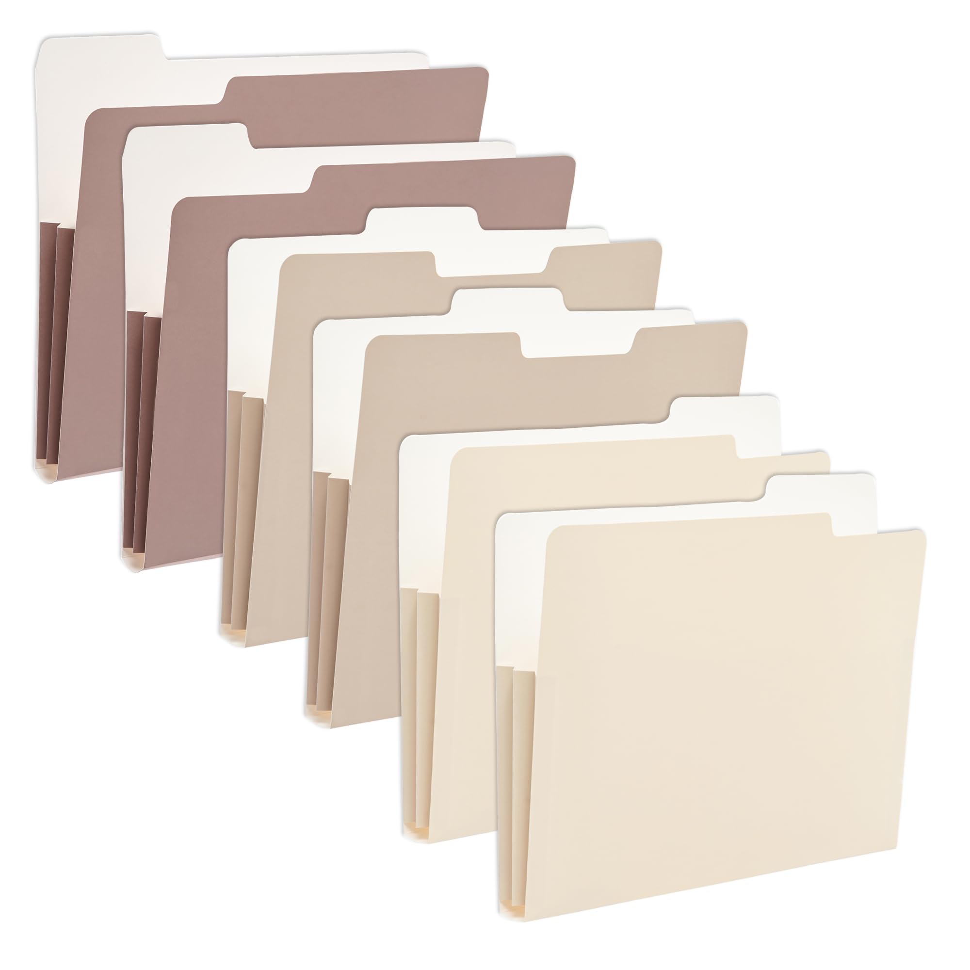 Y YOMA 6 Pack Extra Capacity File Folders Letter Size Accordion Decorative File Folder Cute Pretty Colored Filing Folder File Organizers for Office School Home Desktop with 1/3-Cut Tab, Mocha Color
