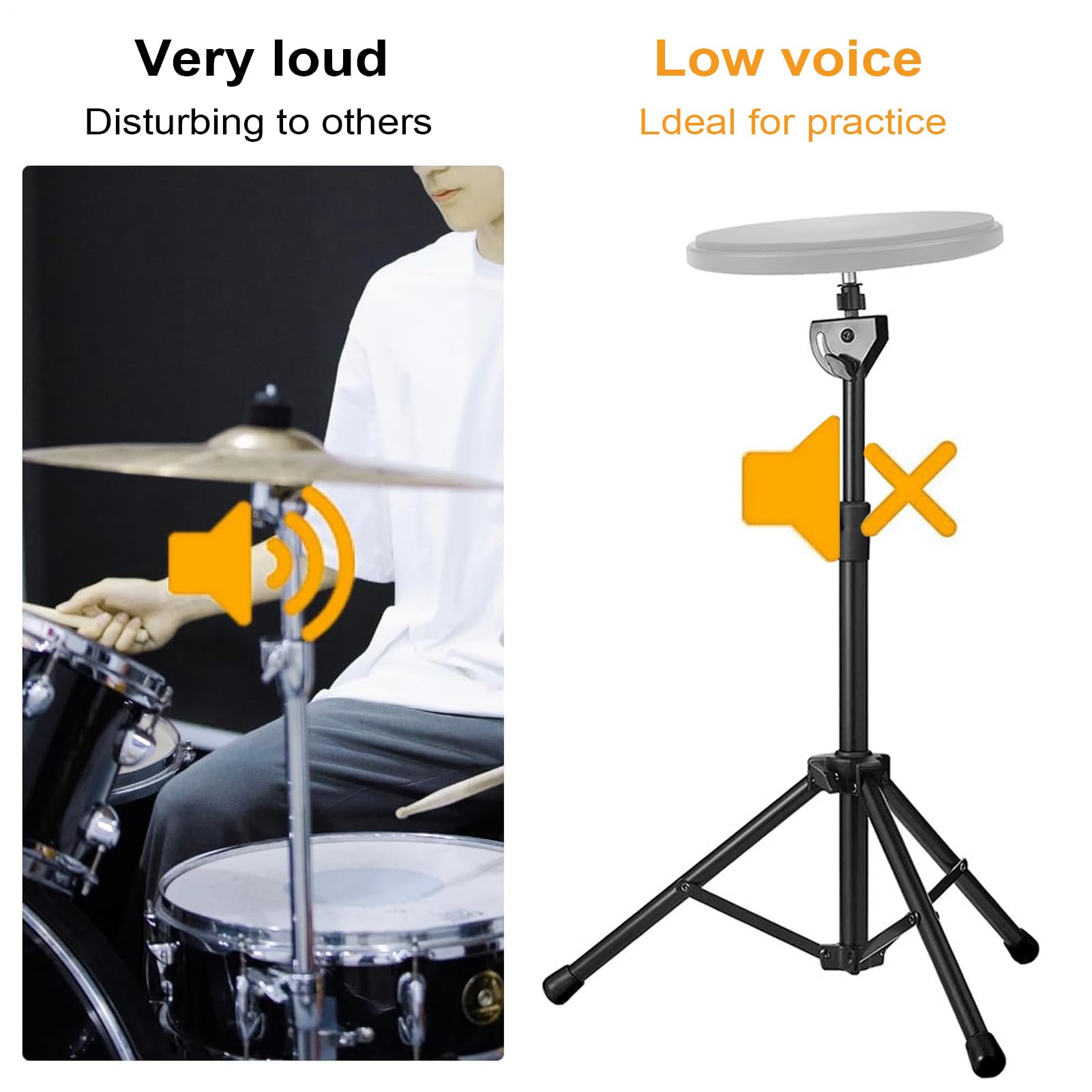 Atril Para Práctica De Batería,Soporte Silencioso - Soporte Portátil Y Ajustable Para Pad De Batería Para Escuela, Actuaciones, Hogar, Práctica Y Acampada
