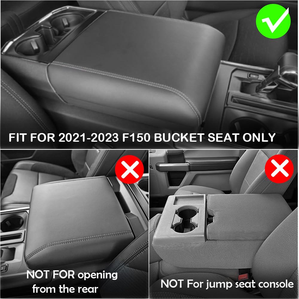DEYTOP Center Console Armrest Cover For Ford F150 2021-2023 - Anti-Scratch PU Leather Protector