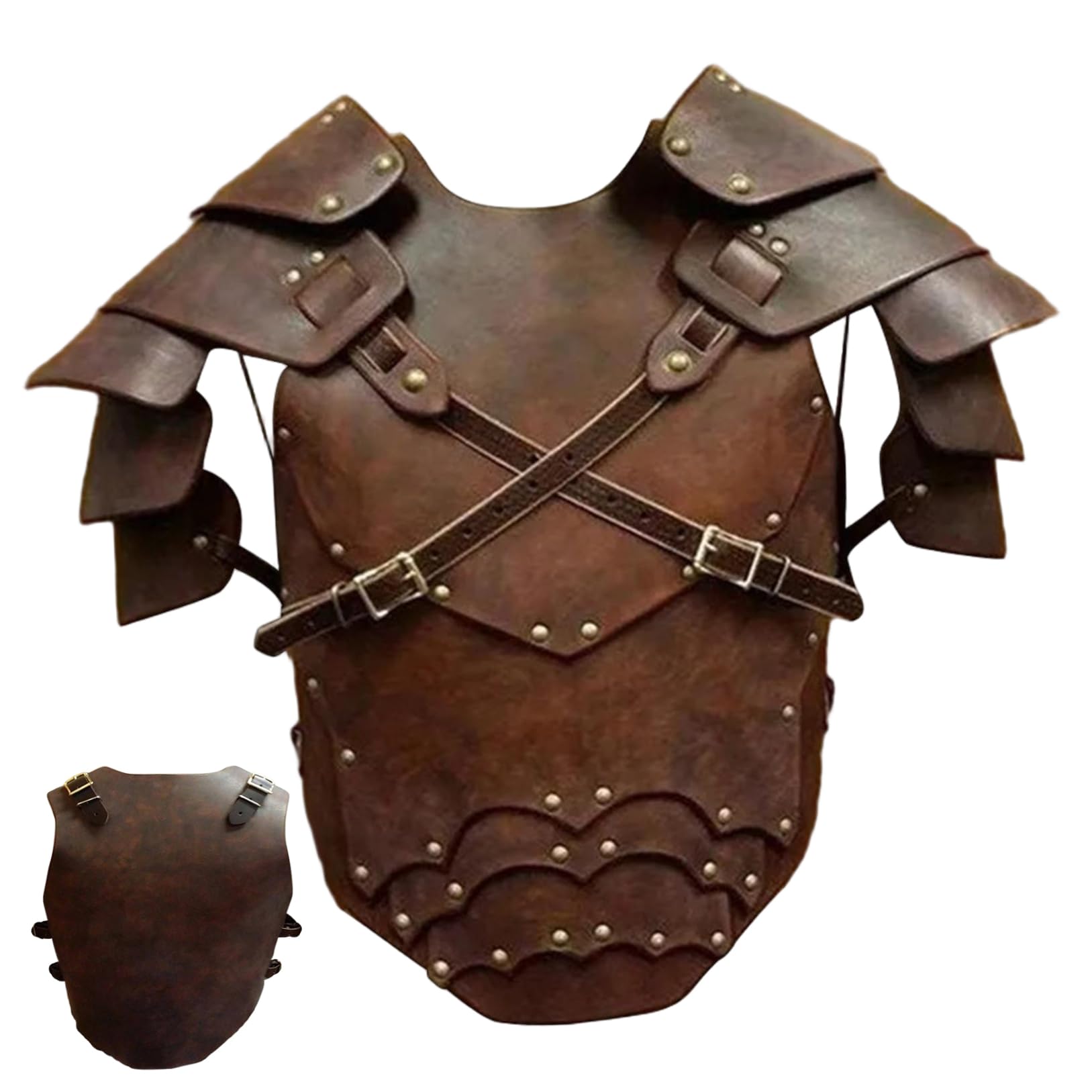 Jorzer Costume da Cavaliere Medievale Armatura in Pelle PU Armatura Toracica Regolabile Pettorale Vichingo per la Festa Cosplay di Halloween