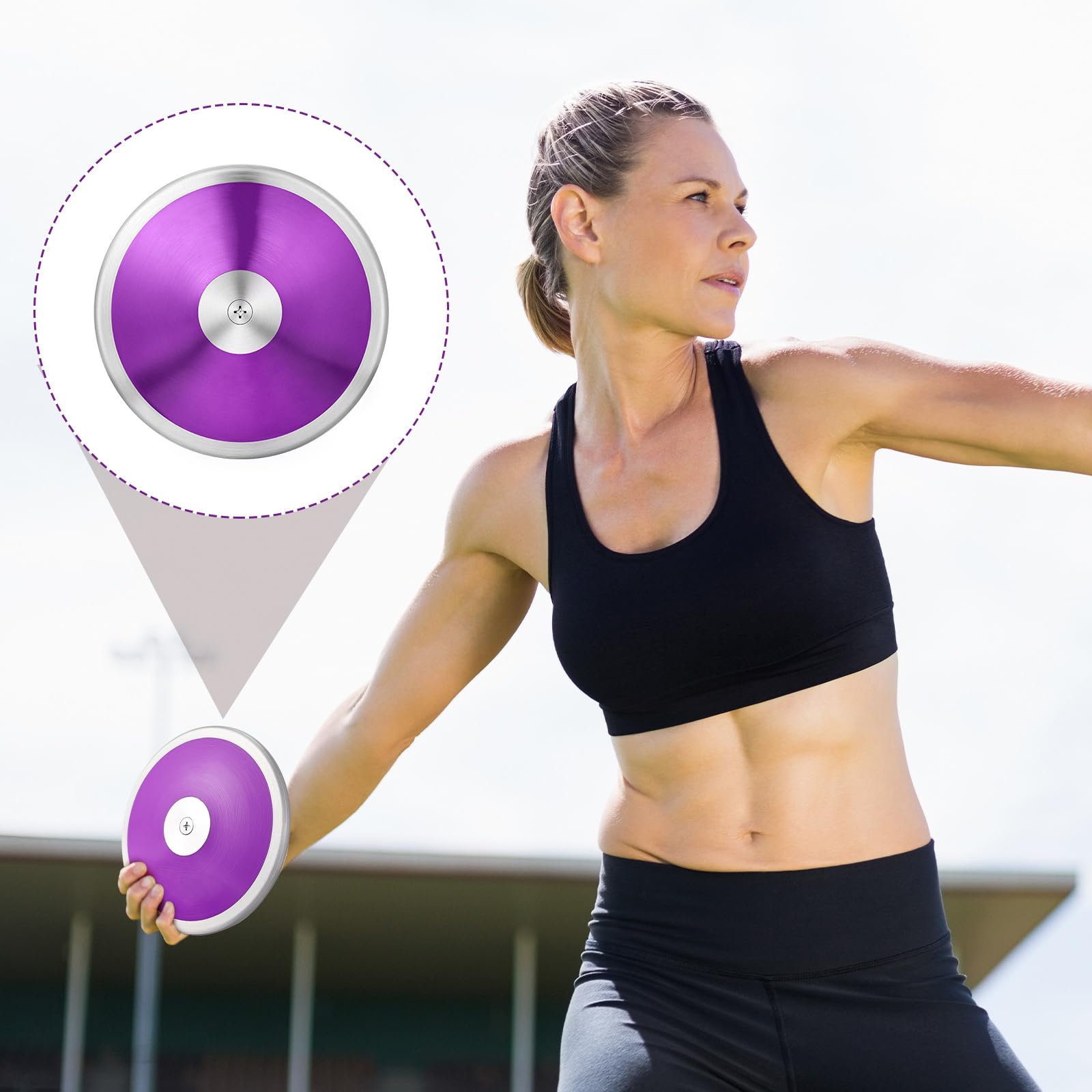 Wettarn 2pcs 1 kg Discus, Man Women Discus Track and Field Discuses Track and Field Equipment (Purple)