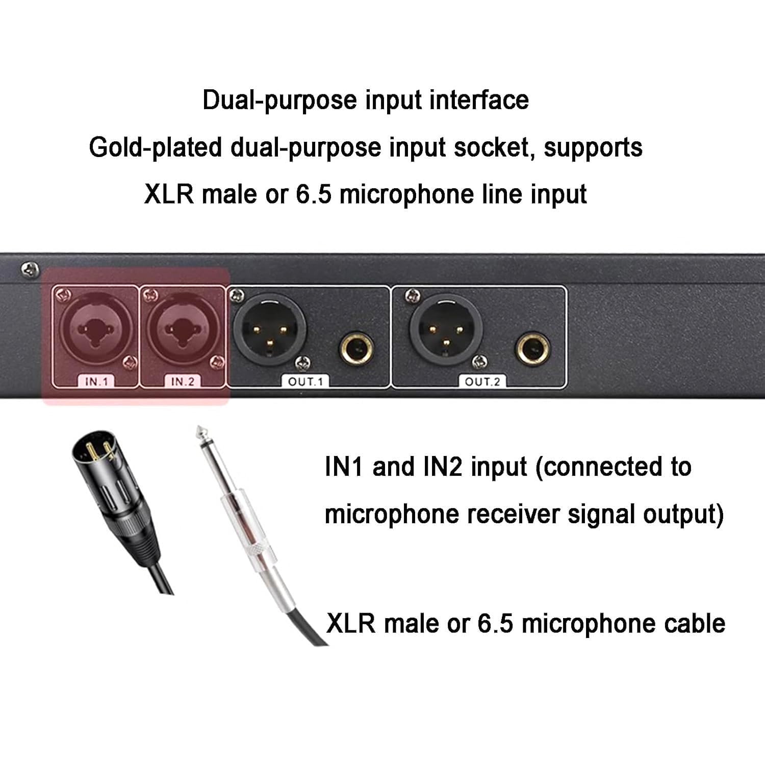 Processore audio digitale, anti-ululato con 2 ingressi e 2 uscite, controllo dell'intensità a 9 livelli, qualità del suono migliorata per studi di registrazione, bar e sale musicali