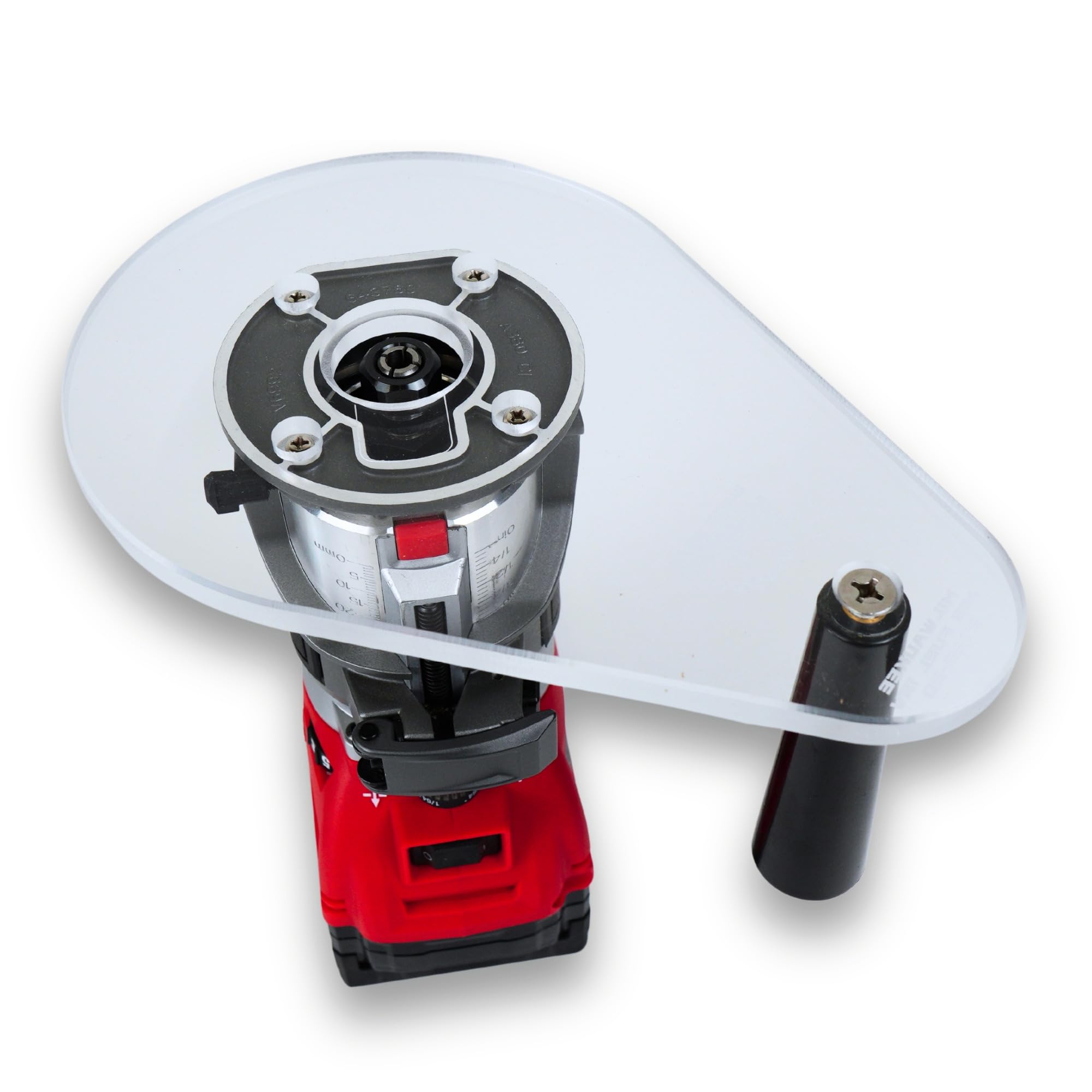 WOOD GRAIN JUNKIE® TrimFit Pro® 6”x9” Single Grip Router Base Plate Compatible with Milwaukee M18 FUEL 2723-20 – Pre-Drilled, 3/8” Thick Clear Cast