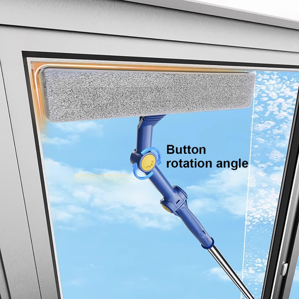 Juego De Limpieza De Ventanas Retráctil De 150 Cm, Equipo Profesional De Limpieza De Ventanas para El Hogar con Raspador De Goma Y Paño De Fibra, Limpiador De Luz Exterior