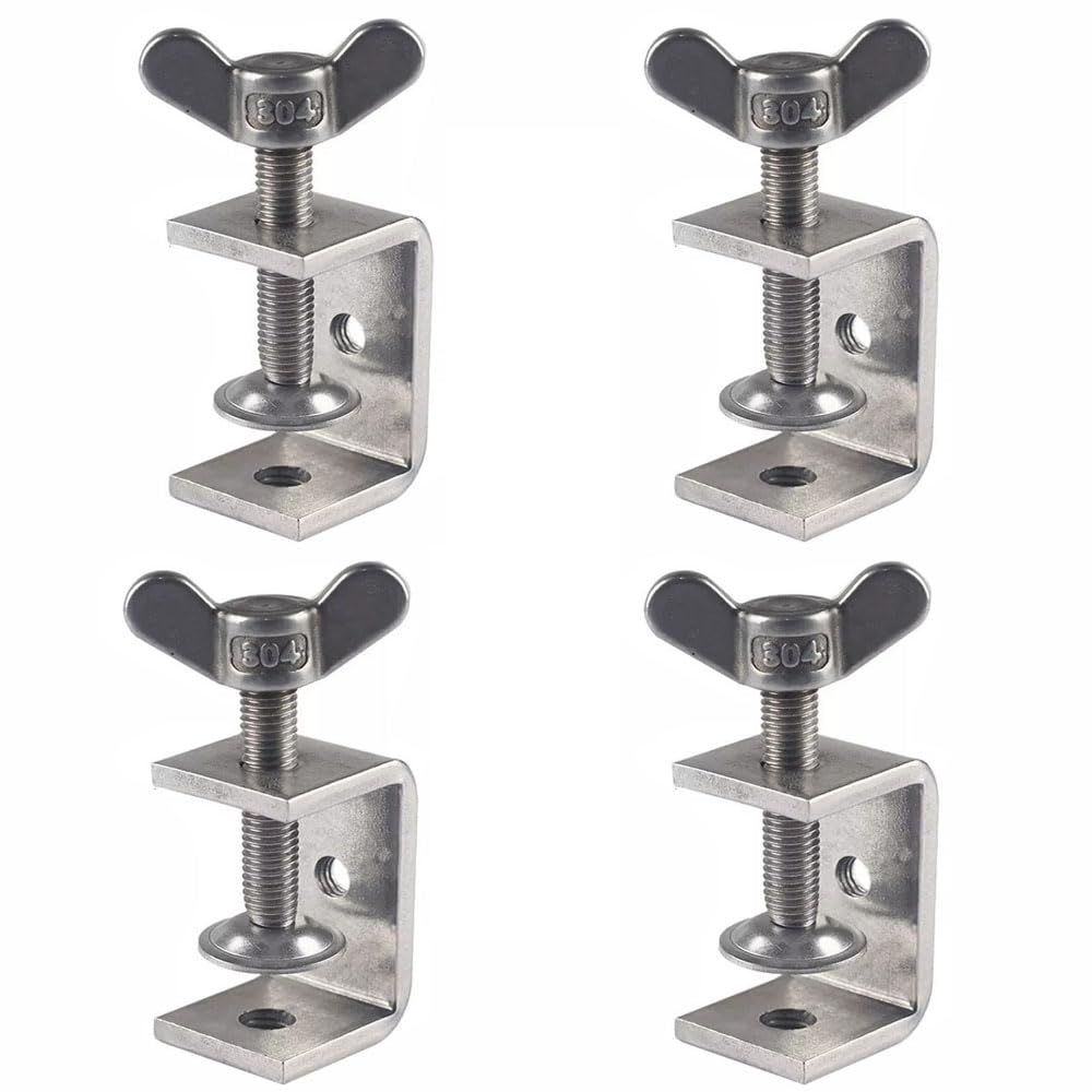 4 abrazaderas C de acero inoxidable, abrazadera de tigre resistente ajustable ancha en C para trabajo de metal, construcción de carpintería (130 mm)
