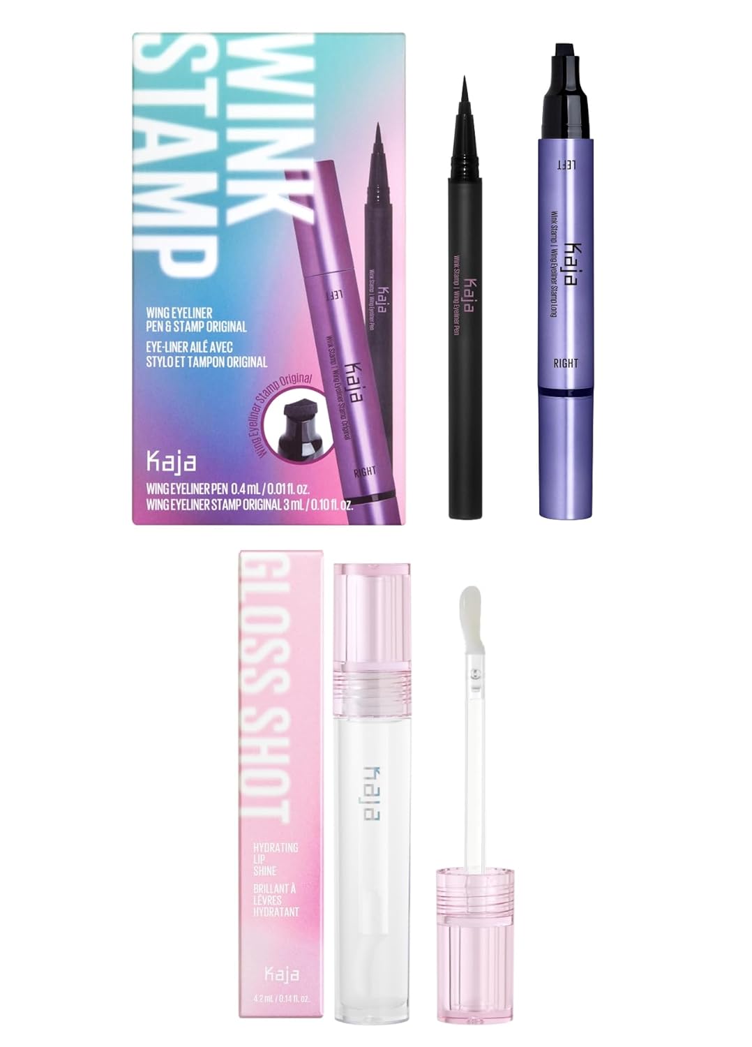 Kaja Winged Eyeliner Pen - Wink Stamp Lip Gloss - Gloss Shot 01 Crystal Clear 0 14 Fl