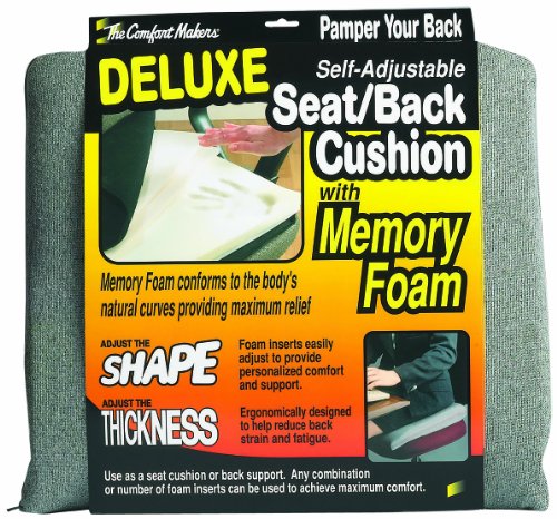 The Comfortmakers Seat/Back Cushion, Deluxe With Memory Foam, Adjustable, 17"W X 17-1/2"H X 2-3/4"D, Grey, 1/Each (91071) #TOP18
