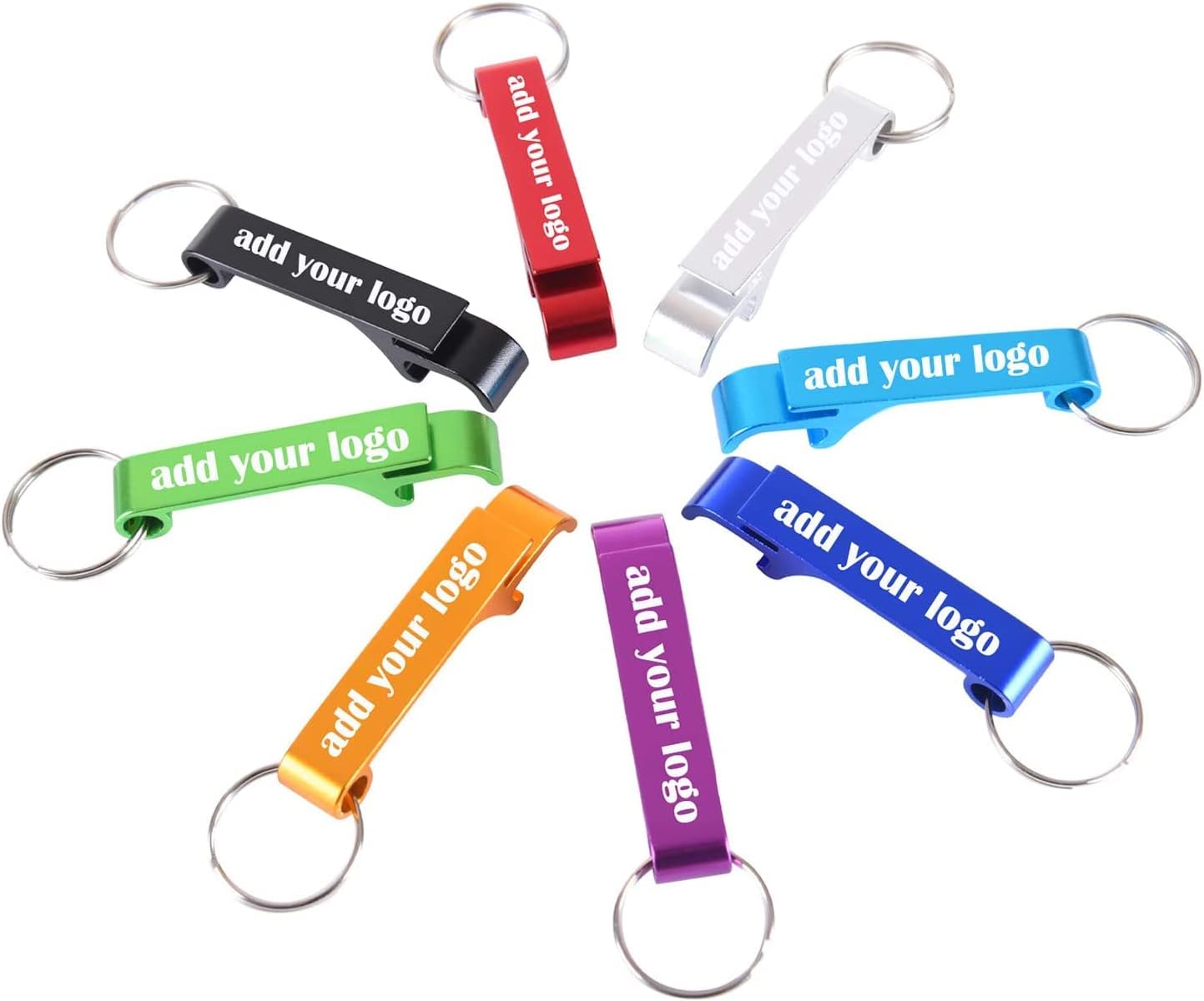 50pcs Personalized Bottle Opener with Your Text Design Logo Aluminum Keyring Customized Beer Bottle Opener for Wedding Birthday Party Gift