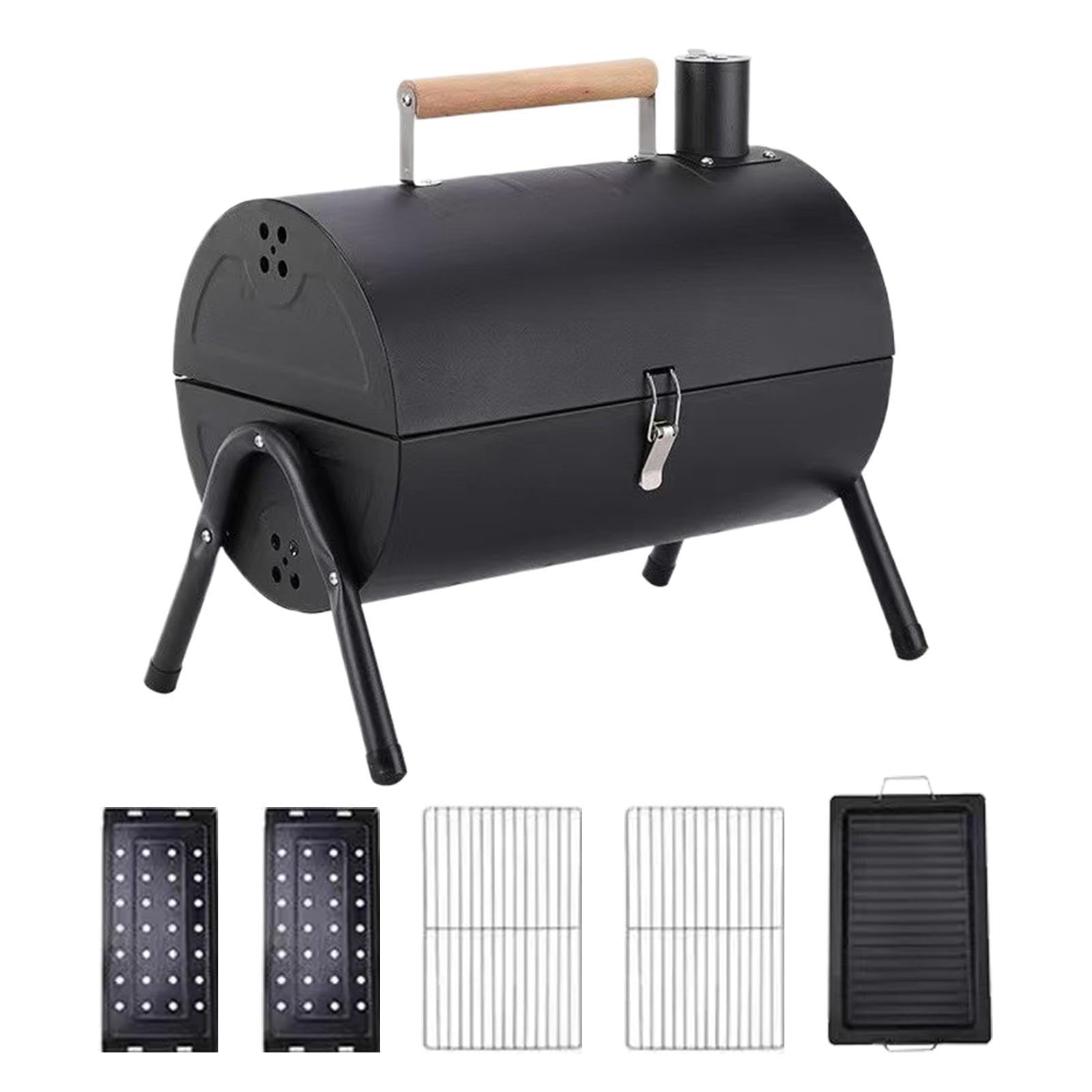 Griglia A Botte A Carbone Antiscivolo Antiaderente Ventilato Portatile
