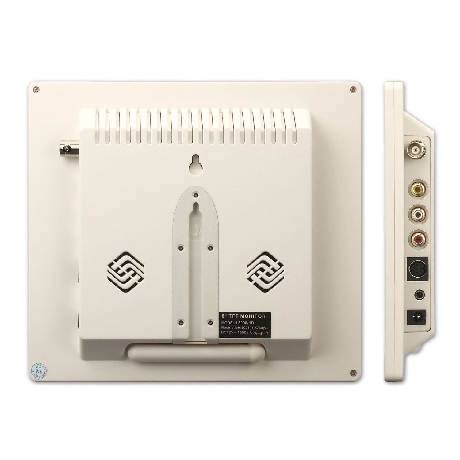 BW Monitor LCD a colori CCTV da 8 pollici con porta VGA BNC AV e altoparlante risoluzione 1024 * 768 - bianco