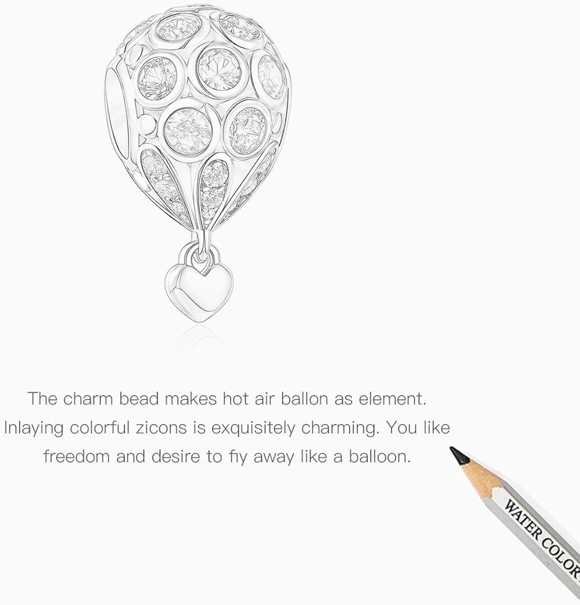 FOREVER QUEEN Hot Air Balloon Charm for Charms Bracelet, 925 Sterling Silver Charm Beads with Skin-Colorful Cubic Zircon Stone, Perfect for European Charm Bracelet Necklace FQ0006: Clothing, Shoes & Jewelry