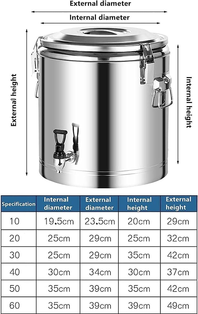 NEQTSEVM(小さな店) ケータリング用ジャー、湯沸かし器、蛇口付き大容量厚手ステンレス製断熱バレル/50L