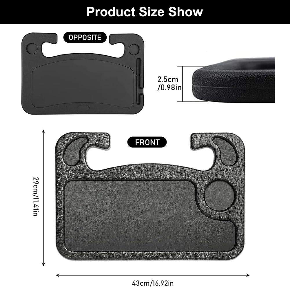 Tavolo Portatile Per Volante Auto – Vassoio 42x28 Cm, In ABS, Per Laptop, Cibo E Tablet, Con Portabicchieri
