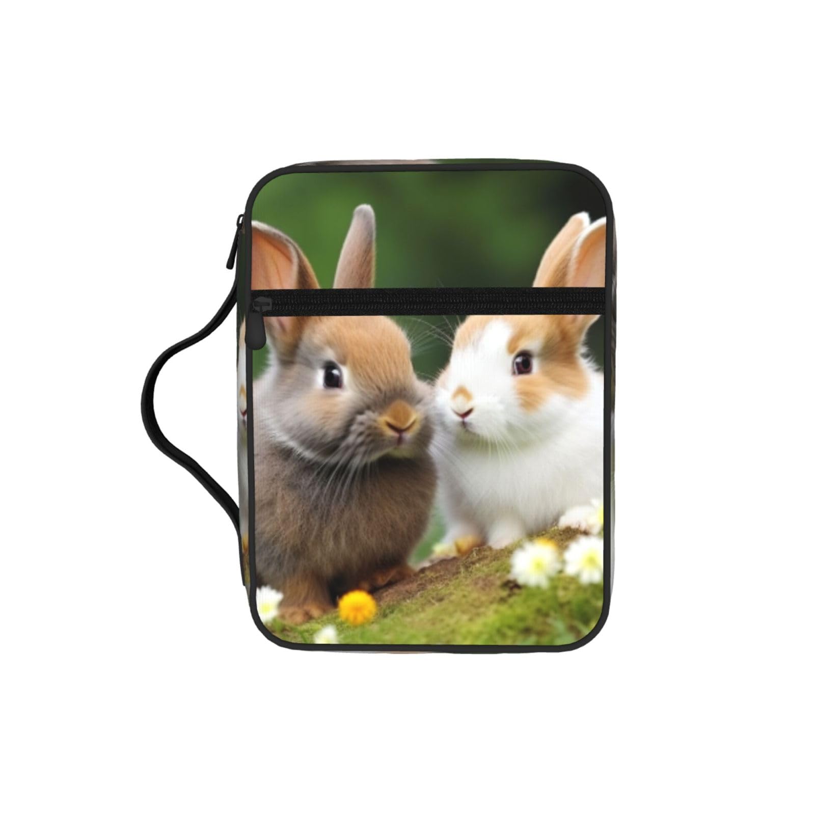 Cute Rabbits Bible Cover Case Waterproof Bible Bag With Handle Organizer Storage Book Cover For Bible Study