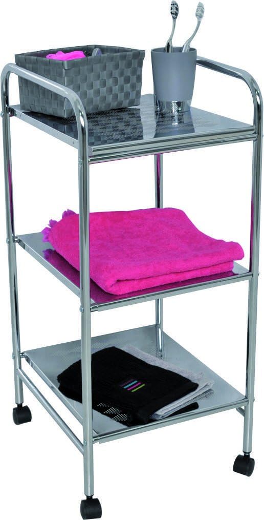 EVIDECO 9801102 Bathroom Storage Rolling Cart 3 Shelves