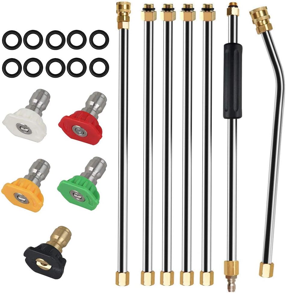 Tonquu Pressure Washer Extension Wand Set 7 Pcs, 90 Inch Replacement Lance with 5 Spray Nozzle Tips, 4000 PSI