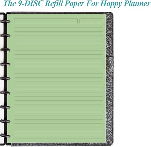 Miniatura 4 de 9 discos de 5 líneas coloridas de papel preperforado Happy Planners insertos, 100 hojas200 páginas, tamaño clásico, hojas sueltas, por color, 20