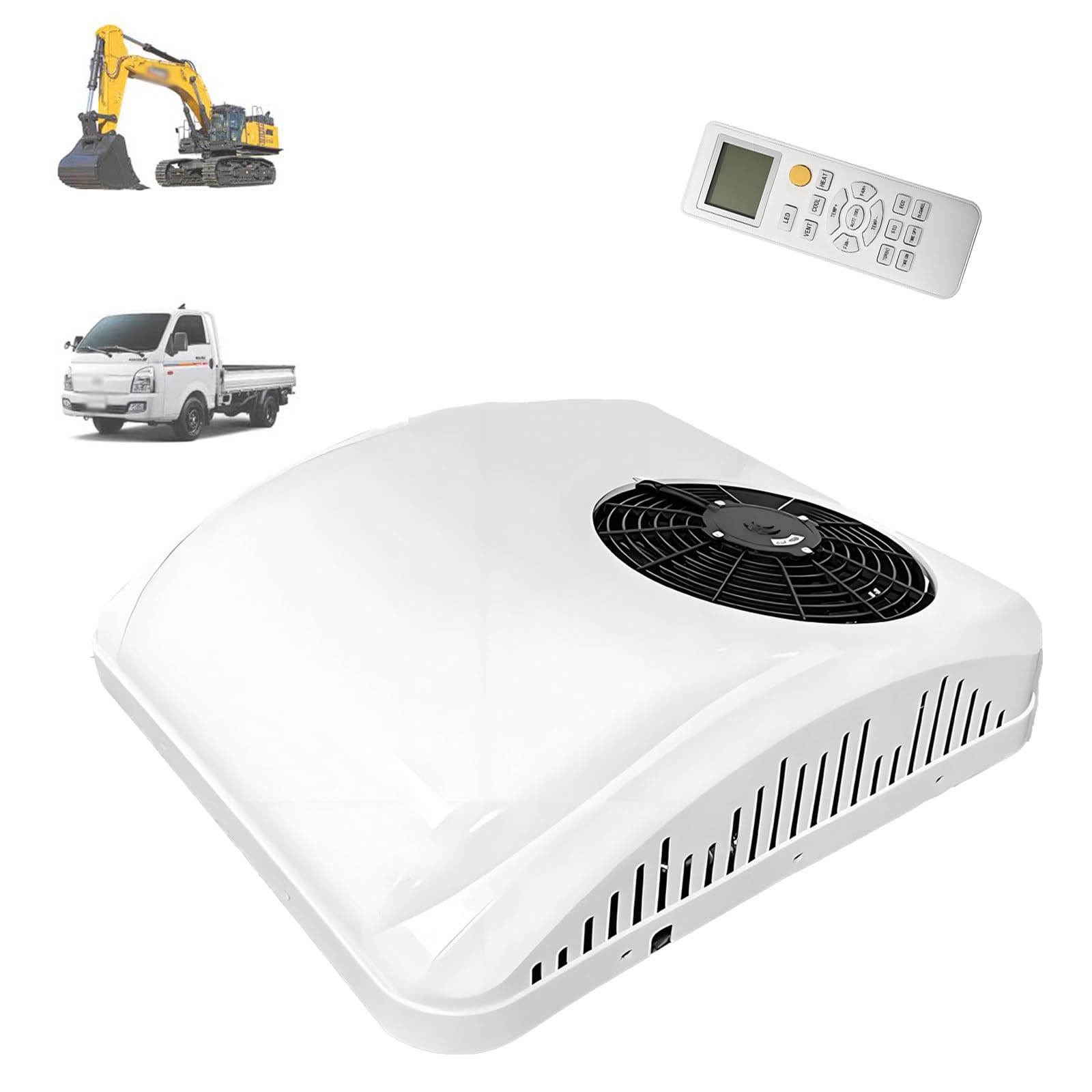 unità di Climatizzazione per Camper,Condizionatore d'Aria da Tetto 12v/24v,Raffreddamento/Raffreddamento+Riscaldamento,Silenziosa,per Camion,Rimorchio Chiuso,Furgone OnlyCooling-12V