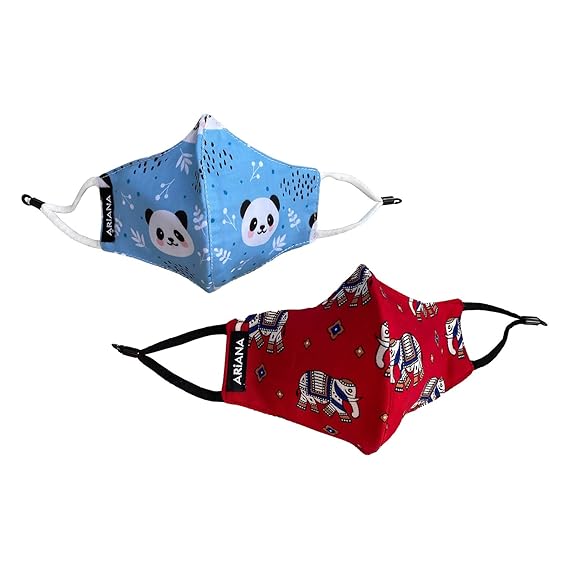 ARiANA DuoSafe Plus Face Mask with Soft Elastic & Lock, Reversible - Mixed Designs & Colors