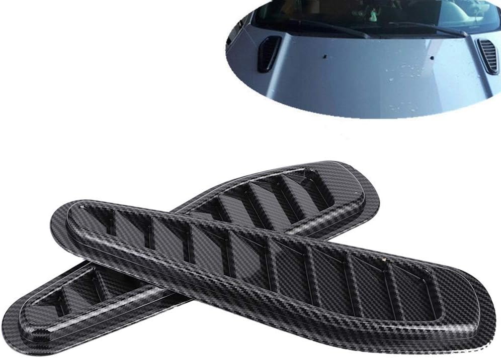 Watris Veiyi Hood Vents for Cars, 2PCS Car Air Flow Intake Decorative Scoop, Universal Carbon Fiber Style Bonnet Vent Hood Cover