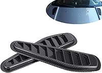 Vista 5 de Ventiladores de ventilación para capó de automóvil, 2 unidades de entrada de flujo de aire de automóvil estilo fibra de carbono, rejillas