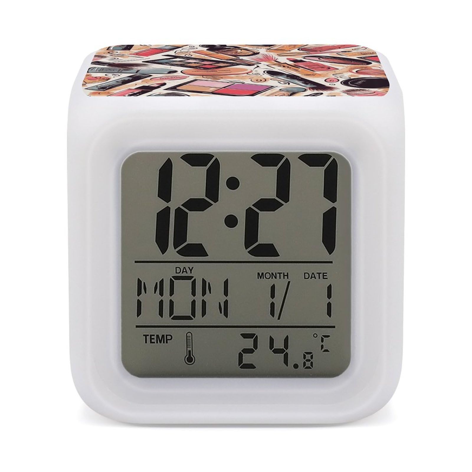 Reloj despertador que cambia de color y pantalla digital de temperatura LED mini